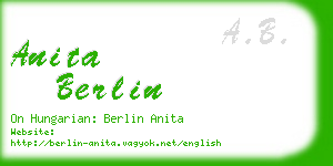 anita berlin business card
